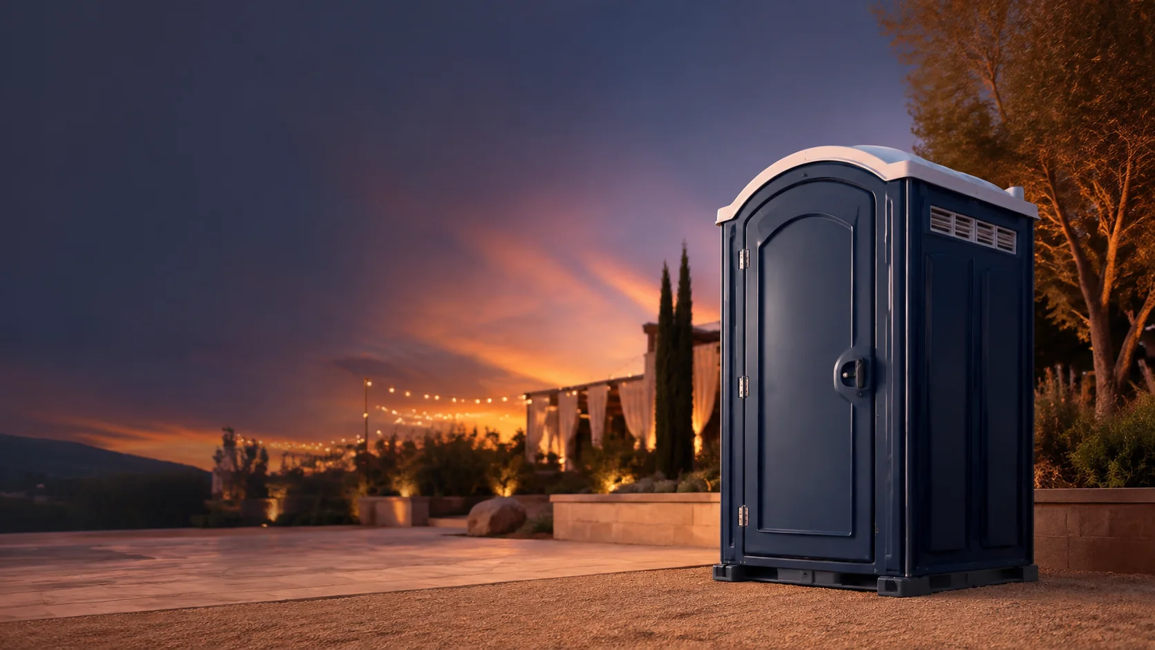 Portable restroom shown for rental planning in Cortland, NY